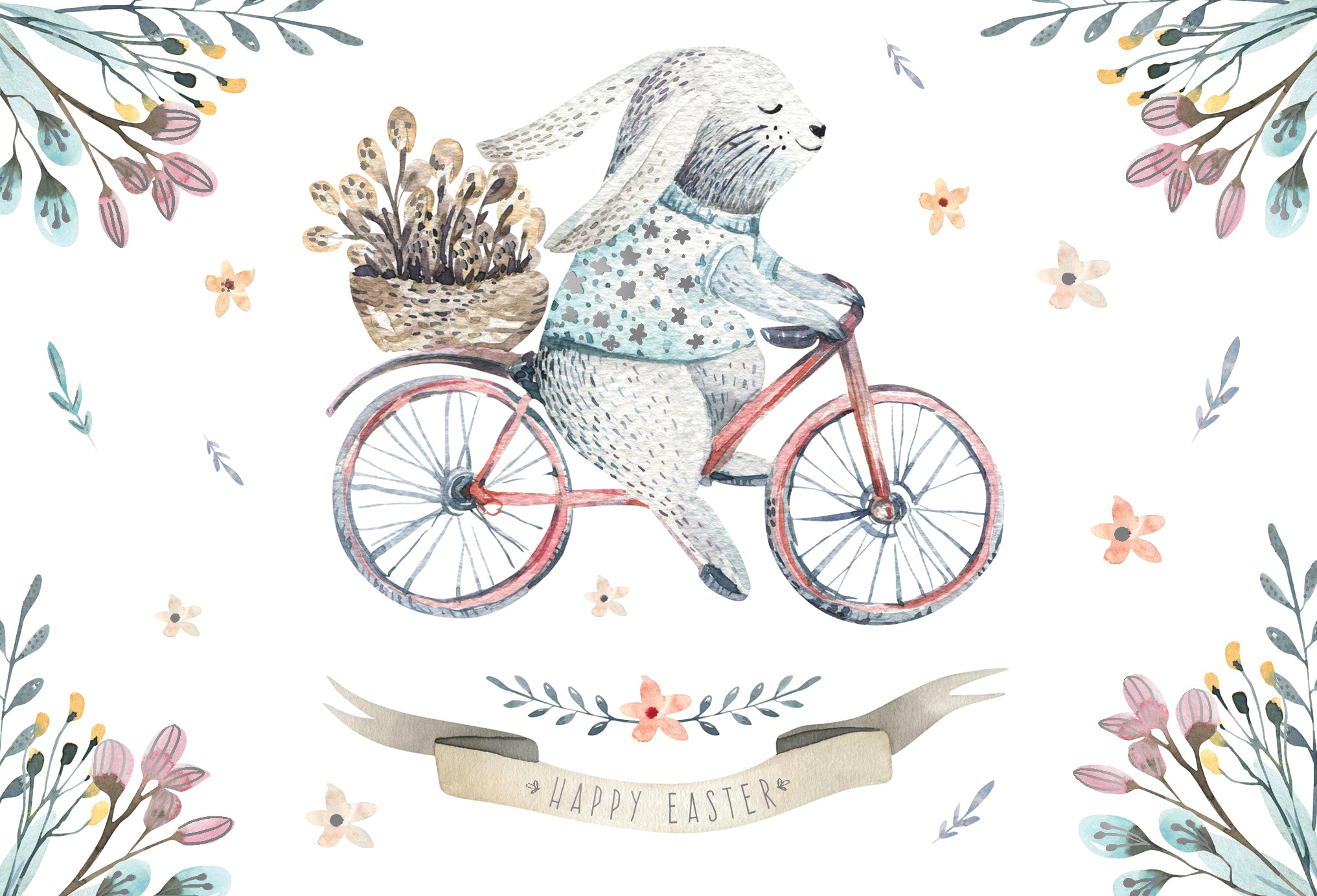 Cycling Bunny Easter Card - Cardmore